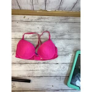 SO Intimates Women Balconette Push Up Bra Size 36B Pink Floral Adjustable Strap